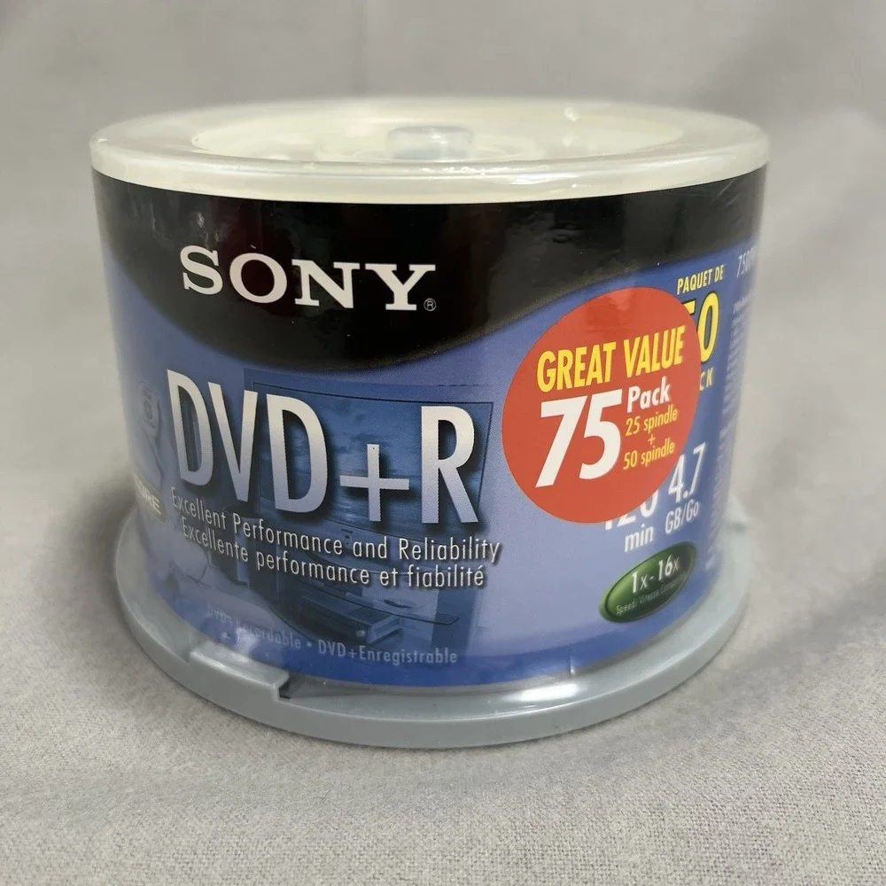 50 Pack Genuine‎ SONY DVD+R Discs 75DPR47LS4 NEW Sealed 4.7 GB 120 Minute 1x-16x